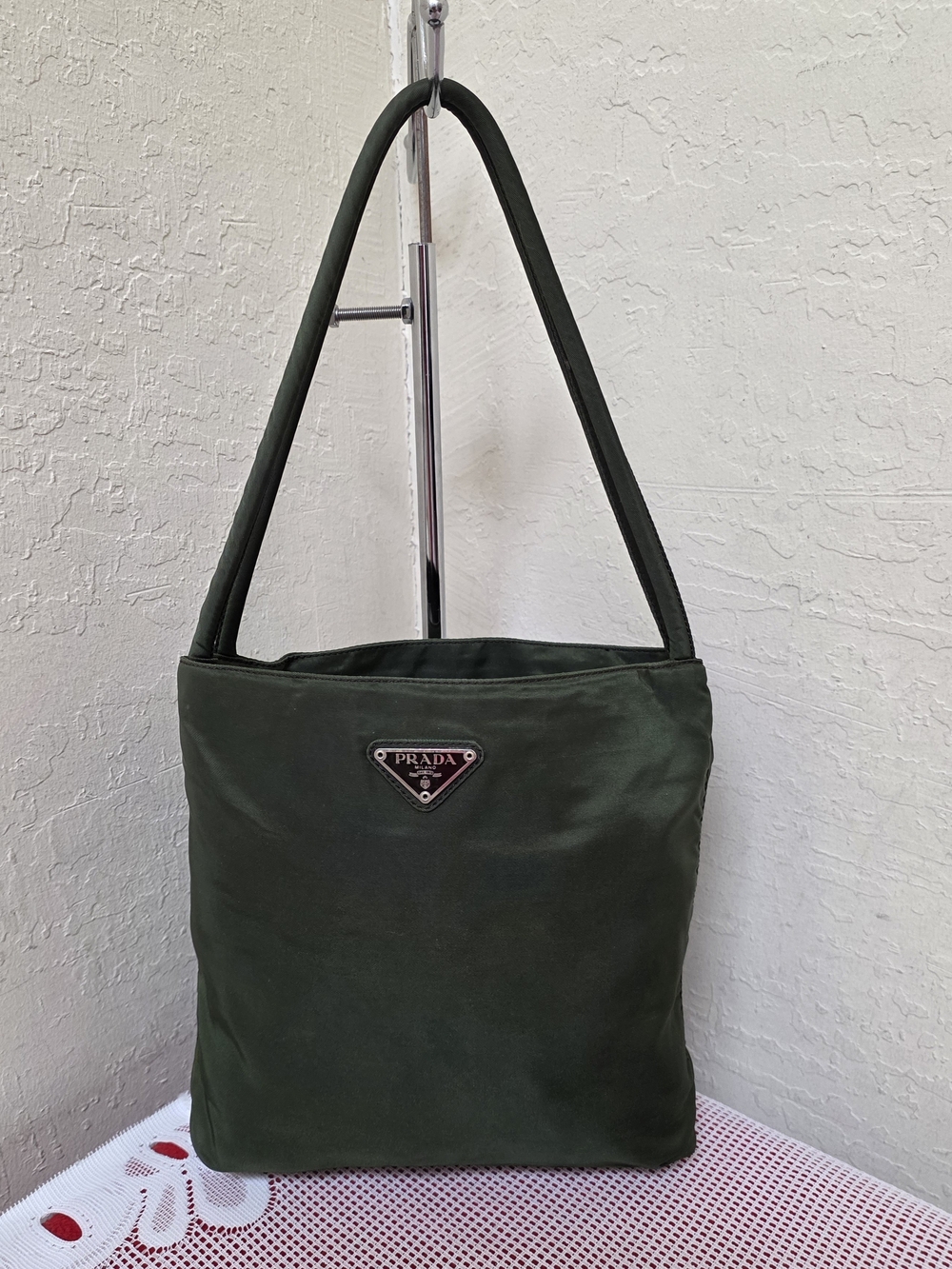 Prada Green Nylon Small Habdbag Shoulder Bag AUTHENTIC